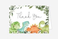 Costum Dinosaur Thank You Card Template Word Example