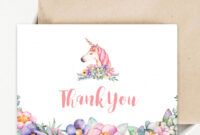 Costum Unicorn Thank You Card Template Excel Sample