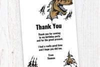 Editable Dinosaur Thank You Card Template Doc