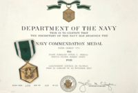 Editable Navy And Marine Corps Achievement Medal Certificate Template Pdf