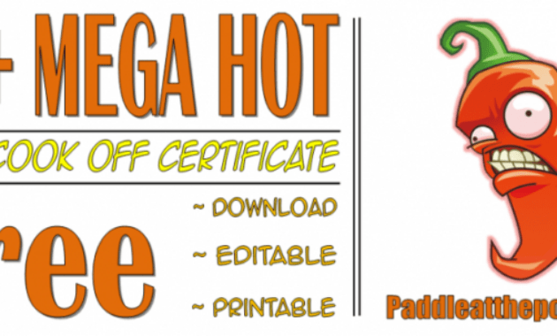 Free Chili Cook Off Award Certificate Template Excel Sample