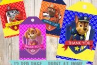 Free Paw Patrol Thank You Card Template  Example