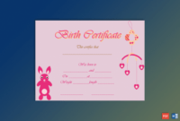 Free Rabbit Birth Certificate Template Excel Sample