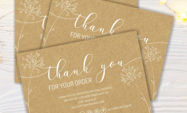 Free Thank You For Your Order Card Template Word Sample
