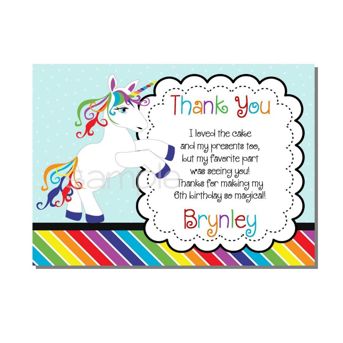 Free Unicorn Thank You Card Template Pdf