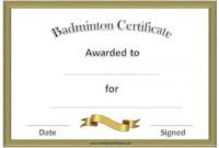 Printable Badminton Tournament Certificate Template Excel