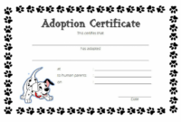 Printable Pet Adoption Certificate Template  Example
