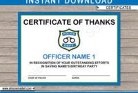 Printable Police Officer Thank You Card Template Word Example