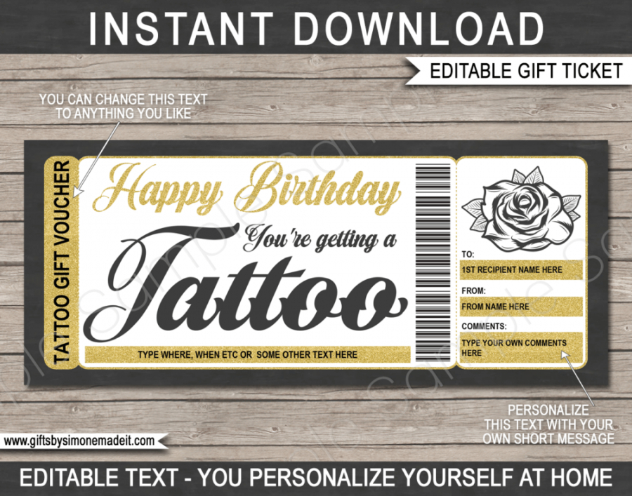 Printable Tattoo Gift Certificate Template Sample