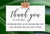 Printable Thank You For Your Order Card  Pdf