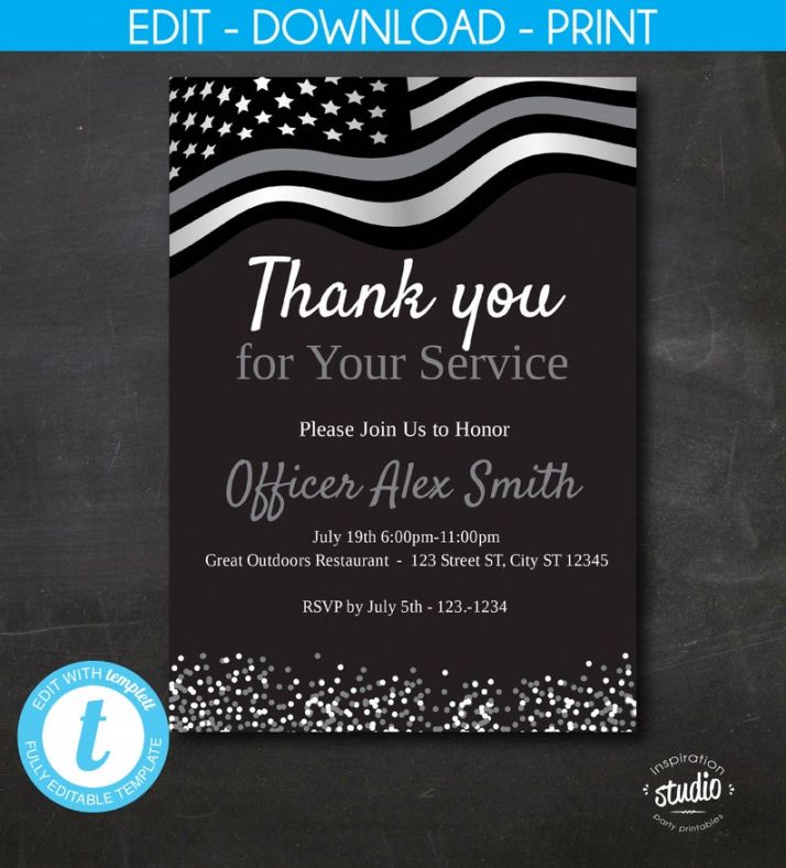 Printable Thank You For Your Service Card Template