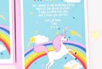 Printable Unicorn Thank You Card Template Excel Example
