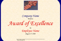 Professional Employee Excellence Award Certificate Template  Sample