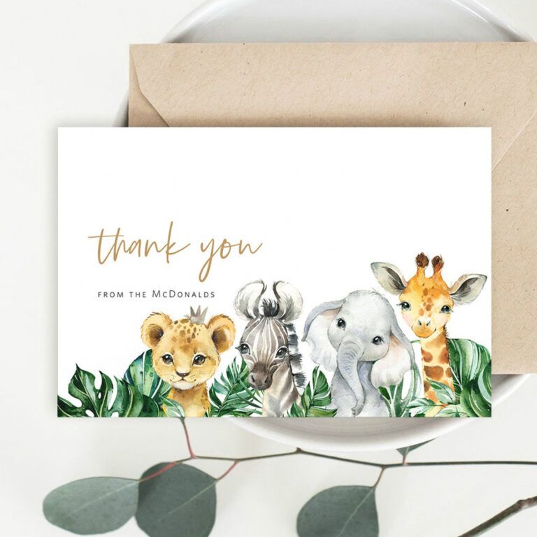 Professional Safari Thank You Card Template PDF | EmetOnlineBlog