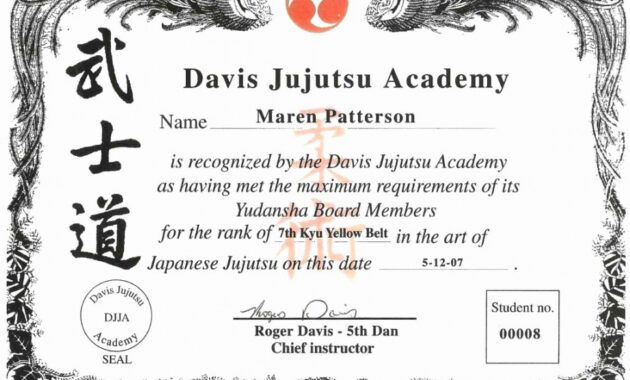 Professional Taekwondo Certificate Template Pdf Example