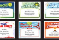 Professional Tennis Tournament Certificate Template Doc