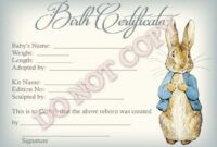 Rabbit Birth Certificate Template Doc