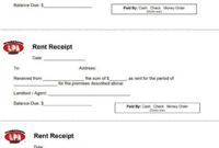Editable Monthly Rental Payment Receipt Template  Sample
