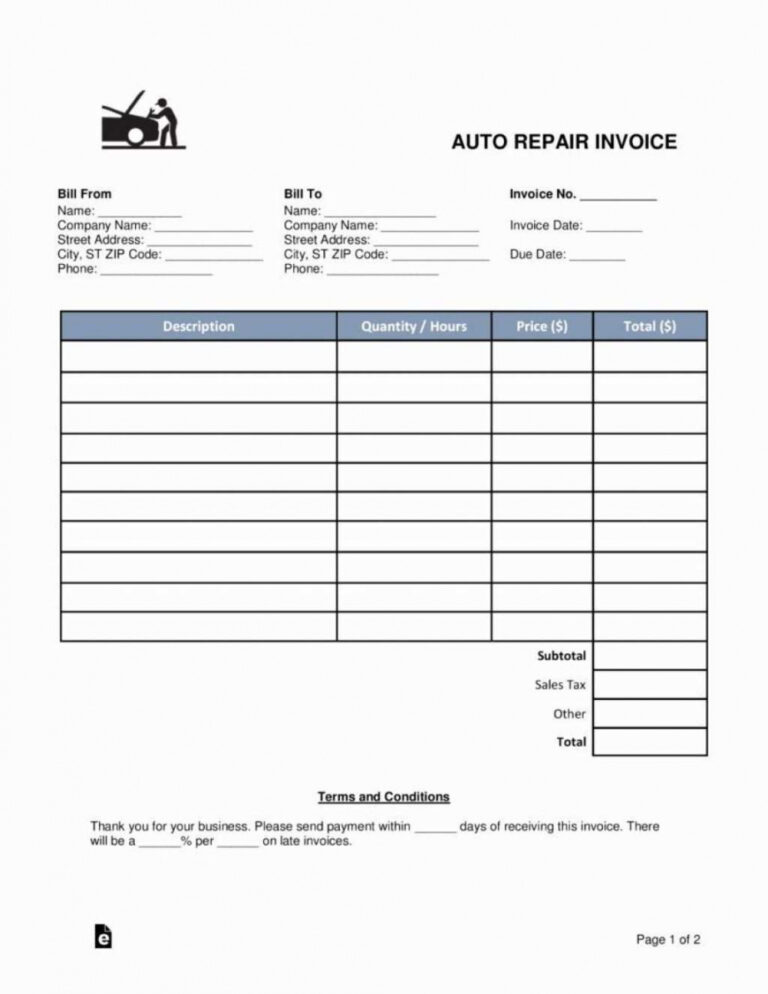 Free Mechanic Shop Receipt Template Doc | EmetOnlineBlog