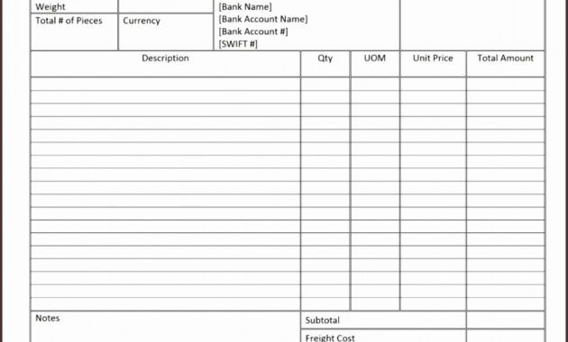 Professional Blank Invoice Receipt Template  Sample
