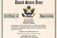 Army Certificate Of Appreciation Template Pdf Sample