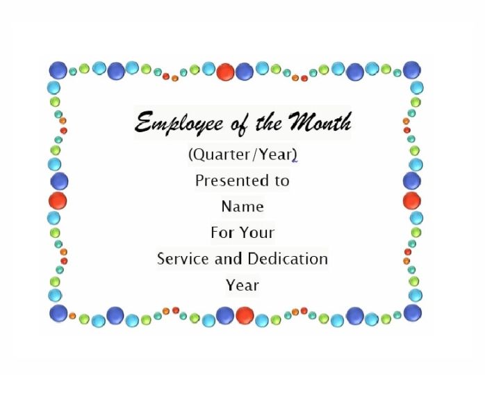 Best Certificate For Employee Of The Month Template Excel Example