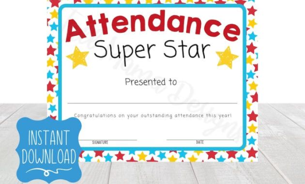 Best Certificate For Perfect Attendance Template Word