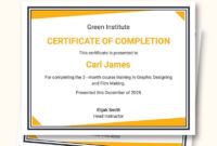 Best Certificate Of Training Completion Template  Sample