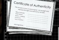 Certificate Of Authenticity Art Template Excel Example