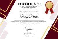 Costum Certificate For Employee Of The Month Template Word Sample