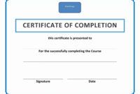 Costum Certificate Of Training Completion Template Excel Sample