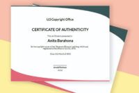 Costum Modern Certificate Of Authenticity Art Template Doc Sample