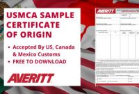 Costum Usmca Certification Of Origin Template Excel Sample