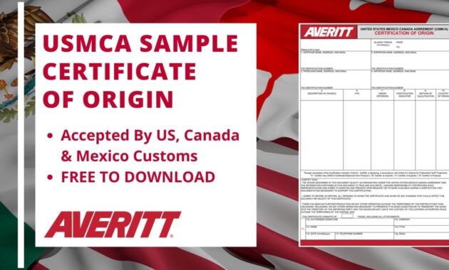 Costum Usmca Certification Of Origin Template Excel Sample