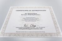 Editable Artwork Certificate Of Authenticity Template Doc Example