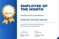 Editable Certificate Employee Of The Month Templates Excel Sample