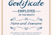 Editable Certificate For Employee Of The Month Template Word