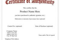 Editable Certificate Of Authenticity Art Template Excel Example