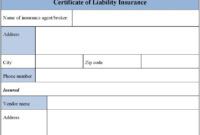 Editable Certificate Of Liability Insurance Template Pdf Example