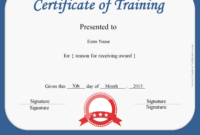 Editable Certificate Of Training Completion Template Pdf Sample