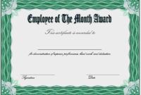 Editable Staff Of The Month Certificate Template  Example