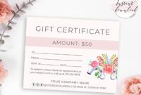 Free Beauty Salon Gift Certificate Template Doc Example