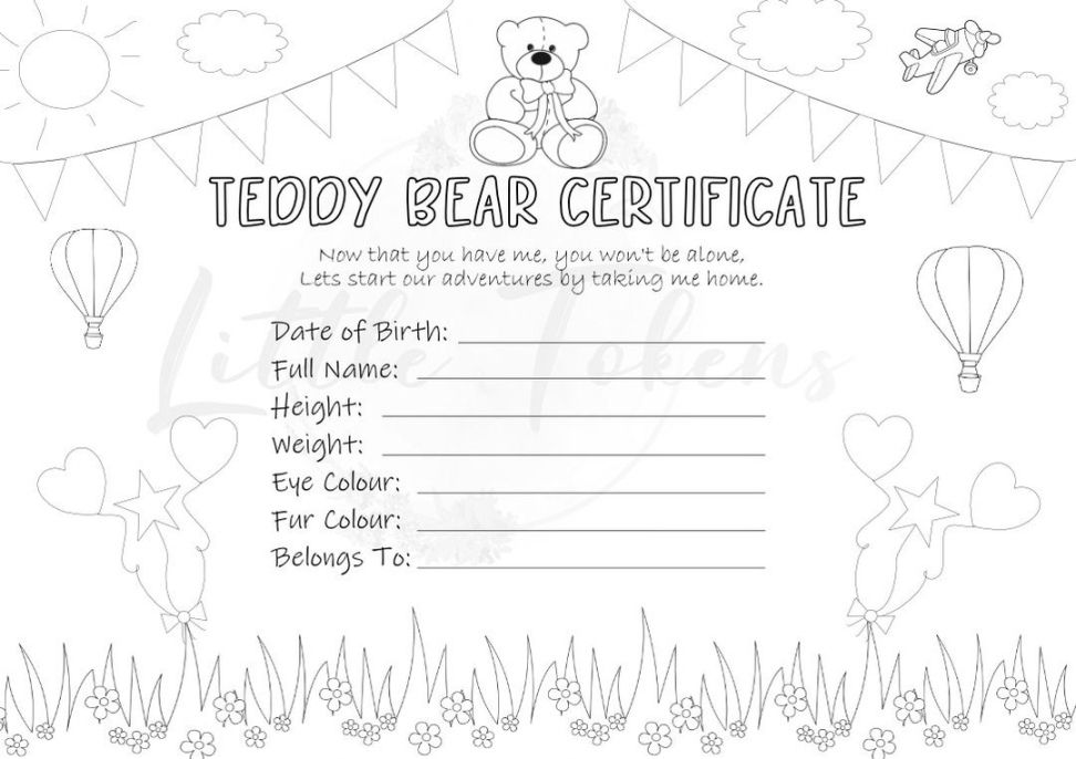 Free Build A Bear Certificate Template Doc