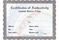 Free Certificate Of Authenticity Art Template Excel Example