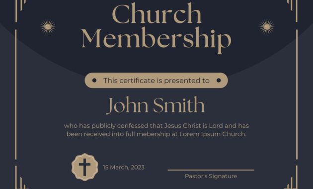 Free Certificate Of Church Membership Template