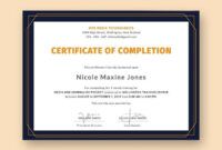 Free Certificate Of Training Completion Template Doc Example