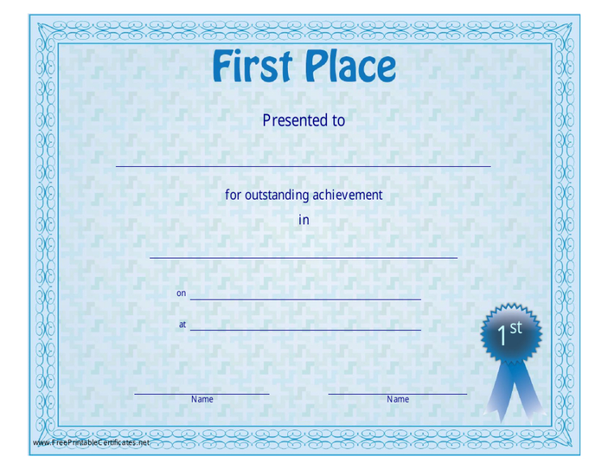 Printable 1St 2Nd 3Rd Place Certificate Template Pdf Example