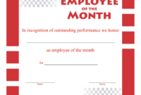 Printable Certificate Employee Of The Month Templates Word