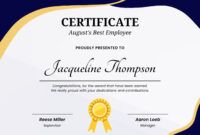 Printable Certificate For Employee Of The Month Template Doc Sample