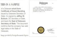 Printable Certificate Of Good Standing Template Word Sample